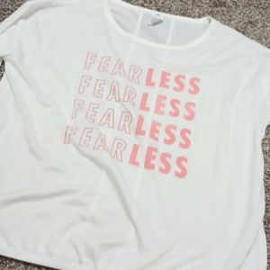 Mesh shirt that says fearless